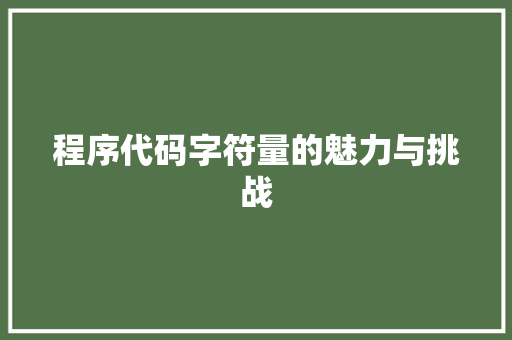 程序代码字符量的魅力与挑战 程序代码字符量的魅力与挑战 搜狗SEO