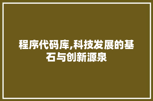 程序代码库,科技发展的基石与创新源泉 程序代码库,科技发展的基石与创新源泉 百度SEO