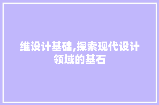 维设计基础,探索现代设计领域的基石 维设计基础,探索现代设计领域的基石 网站建设公司