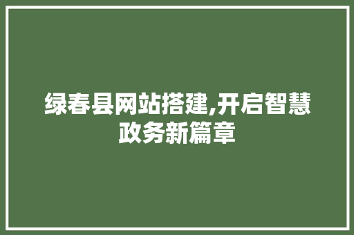 绿春县网站搭建,开启智慧政务新篇章