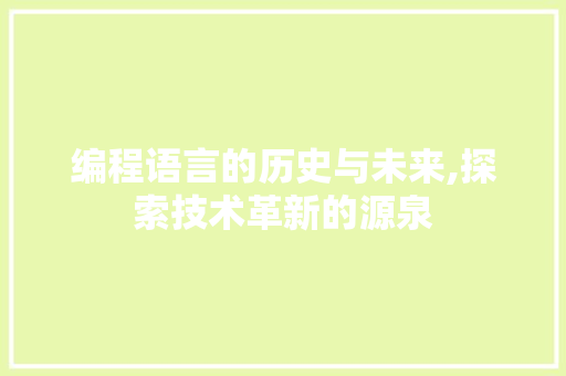 编程语言的历史与未来,探索技术革新的源泉