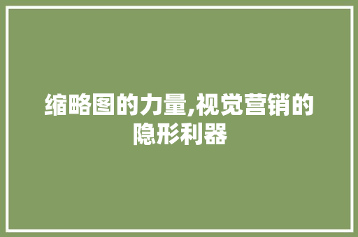 缩略图的力量,视觉营销的隐形利器 缩略图的力量,视觉营销的隐形利器 网站建设公司