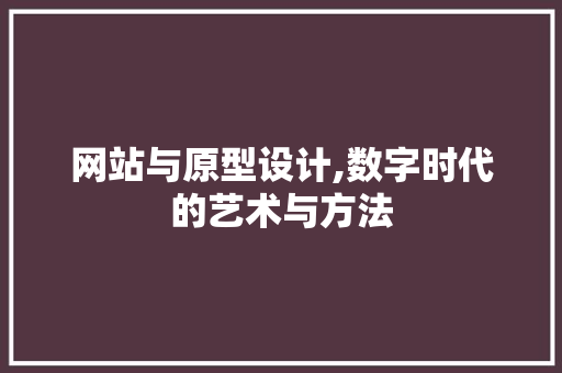 网站与原型设计,数字时代的艺术与方法