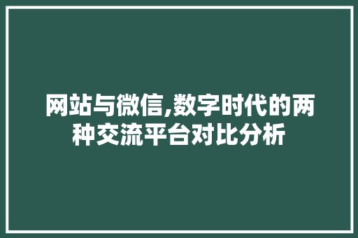 网站与微信,数字时代的两种交流平台对比分析 网站与微信,数字时代的两种交流平台对比分析 必应SEO