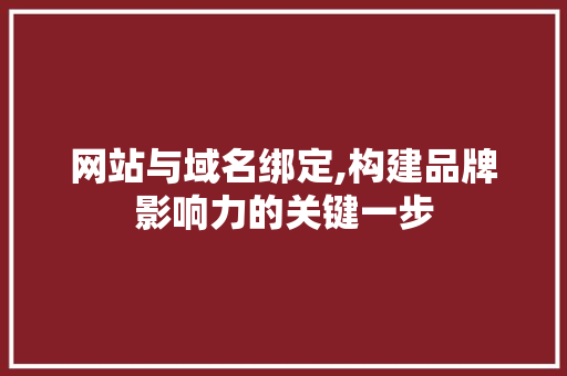 网站与域名绑定,构建品牌影响力的关键一步 网站与域名绑定,构建品牌影响力的关键一步 必应SEO