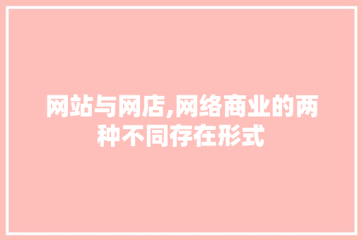 网站与网店,网络商业的两种不同存在形式 网站与网店,网络商业的两种不同存在形式 必应SEO