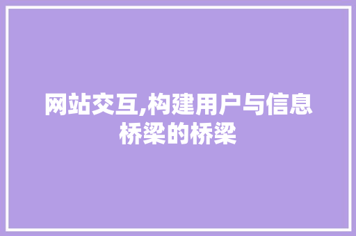 网站交互,构建用户与信息桥梁的桥梁