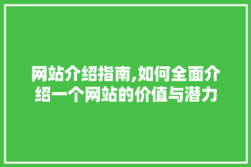 网站介绍指南,如何全面介绍一个网站的价值与潜力