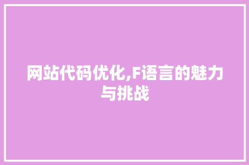 网站代码优化,F语言的魅力与挑战