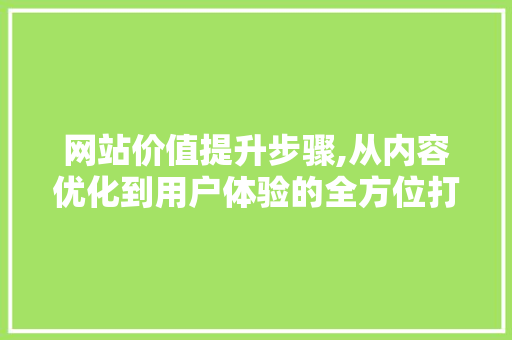 网站价值提升步骤,从内容优化到用户体验的全方位打造 网站价值提升步骤,从内容优化到用户体验的全方位打造 SEO关键词