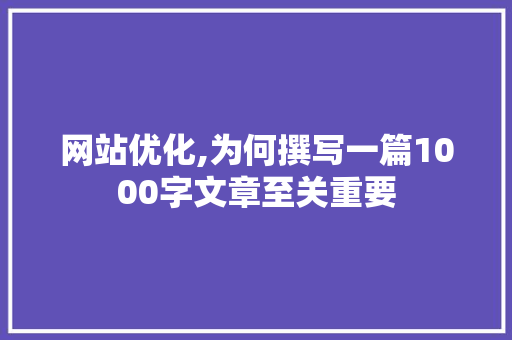 网站优化,为何撰写一篇1000字文章至关重要