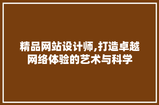 精品网站设计师,打造卓越网络体验的艺术与科学