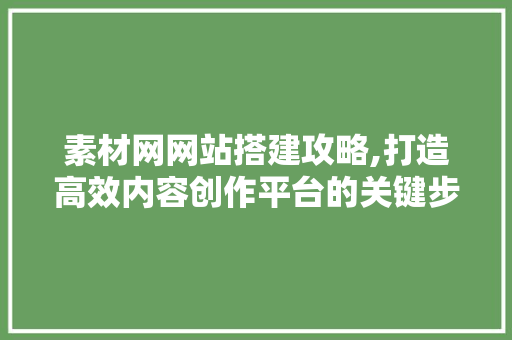 素材网网站搭建攻略,打造高效内容创作平台的关键步骤