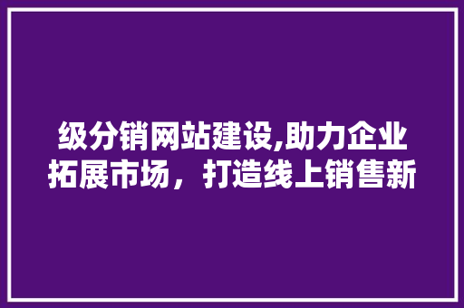 级分销网站建设,助力企业拓展市场，打造线上销售新格局