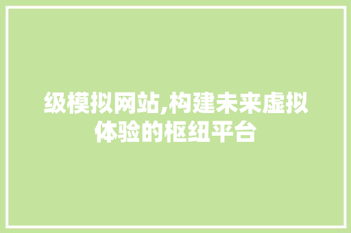 级模拟网站,构建未来虚拟体验的枢纽平台