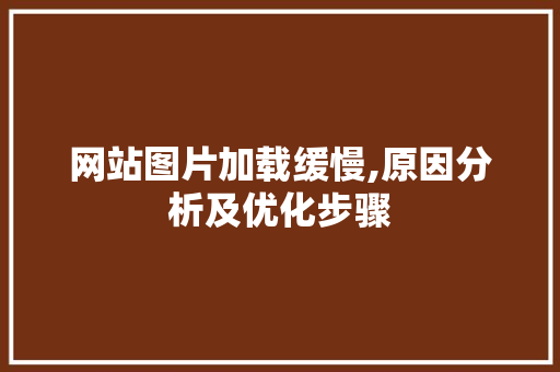 网站图片加载缓慢,原因分析及优化步骤 网站图片加载缓慢,原因分析及优化步骤 SEO关键词