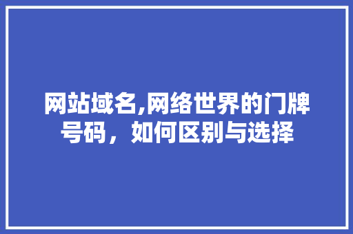 网站域名,网络世界的门牌号码，如何区别与选择