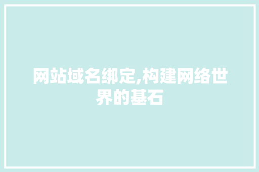 网站域名绑定,构建网络世界的基石