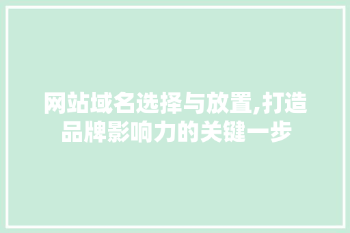 网站域名选择与放置,打造品牌影响力的关键一步 网站域名选择与放置,打造品牌影响力的关键一步 神马SEO
