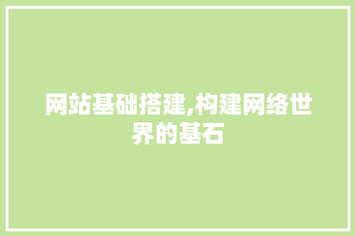 网站基础搭建,构建网络世界的基石