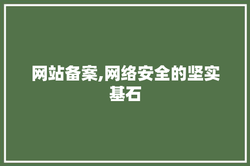 网站备案,网络安全的坚实基石