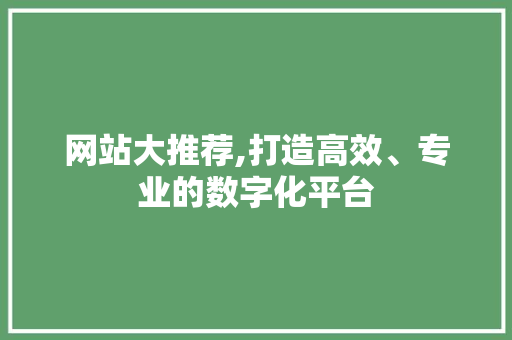 网站大推荐,打造高效、专业的数字化平台 网站大推荐,打造高效、专业的数字化平台 百度SEO