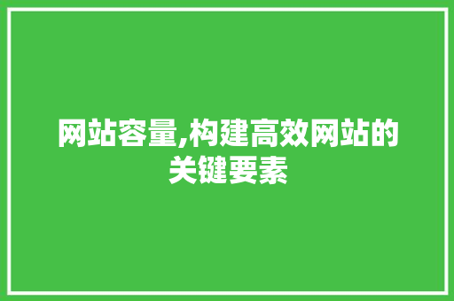 网站容量,构建高效网站的关键要素 网站容量,构建高效网站的关键要素 SEO关键词