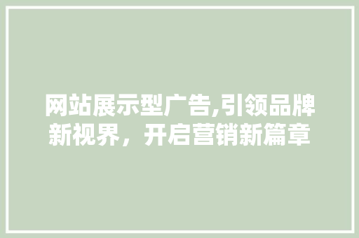 网站展示型广告,引领品牌新视界，开启营销新篇章
