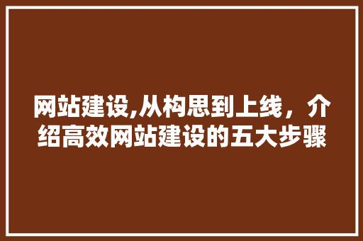网站建设,从构思到上线，介绍高效网站建设的五大步骤 网站建设,从构思到上线，介绍高效网站建设的五大步骤 必应SEO