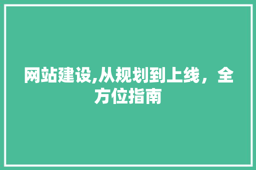 网站建设,从规划到上线，全方位指南