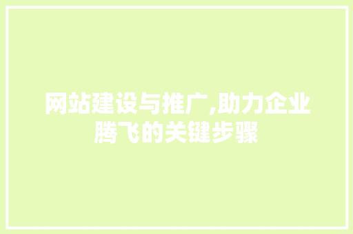 网站建设与推广,助力企业腾飞的关键步骤 网站建设与推广,助力企业腾飞的关键步骤 百度SEO