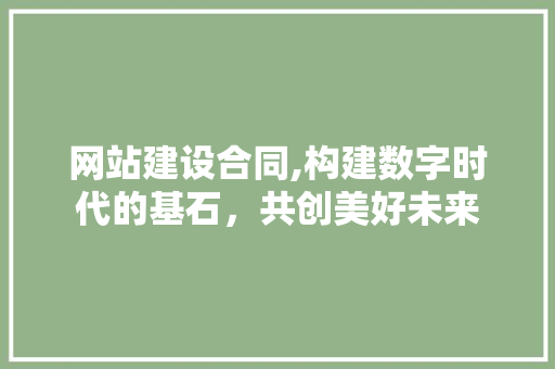 网站建设合同,构建数字时代的基石，共创美好未来 网站建设合同,构建数字时代的基石，共创美好未来 SEO关键词
