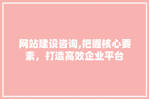 网站建设咨询,把握核心要素，打造高效企业平台 网站建设咨询,把握核心要素，打造高效企业平台 SEO关键词