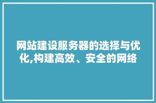 网站建设服务器的选择与优化,构建高效、安全的网络平台 网站建设服务器的选择与优化,构建高效、安全的网络平台 百度SEO