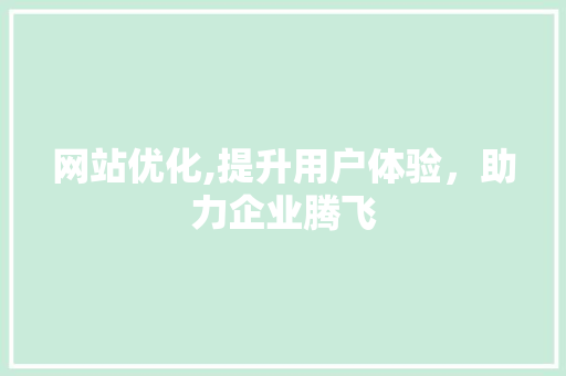 网站优化,提升用户体验，助力企业腾飞