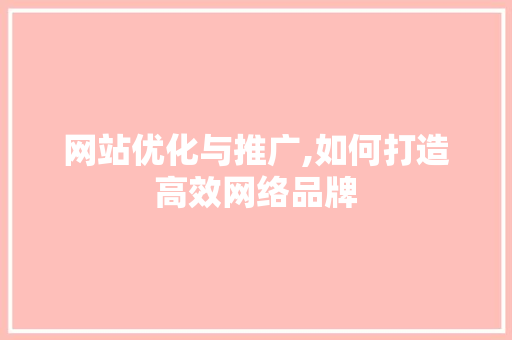 网站优化与推广,如何打造高效网络品牌