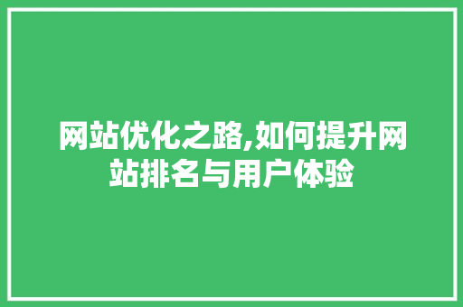 网站优化之路,如何提升网站排名与用户体验 网站优化之路,如何提升网站排名与用户体验 网站建设公司