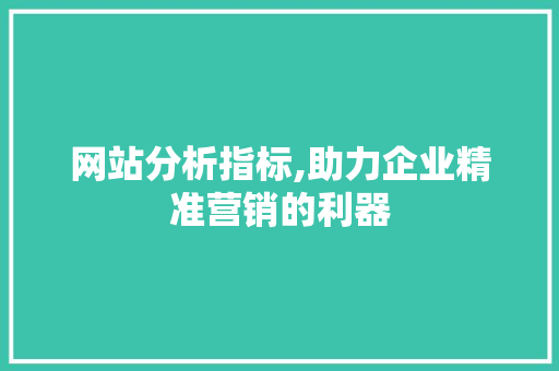 网站分析指标,助力企业精准营销的利器