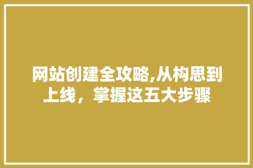 网站创建全攻略,从构思到上线，掌握这五大步骤