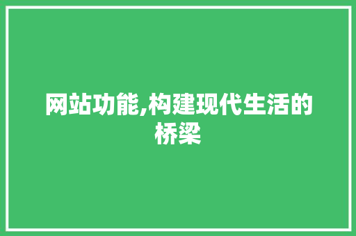 网站功能,构建现代生活的桥梁