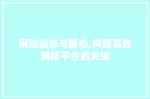 网站动态与静态,构建高效网络平台的关键 网站动态与静态,构建高效网络平台的关键 百度SEO