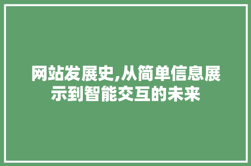 网站发展史,从简单信息展示到智能交互的未来 网站发展史,从简单信息展示到智能交互的未来 SEO关键词