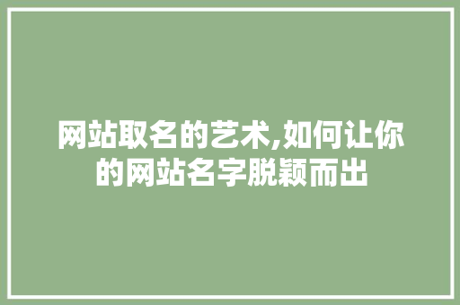 网站取名的艺术,如何让你的网站名字脱颖而出