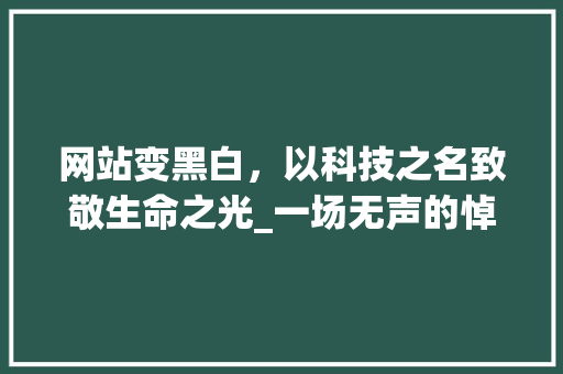网站变黑白，以科技之名致敬生命之光_一场无声的悼念与反思