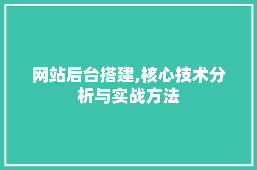 网站后台搭建,核心技术分析与实战方法 网站后台搭建,核心技术分析与实战方法 必应SEO