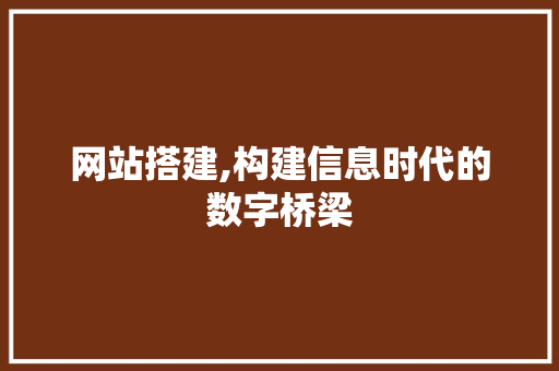网站搭建,构建信息时代的数字桥梁 网站搭建,构建信息时代的数字桥梁 SEO关键词