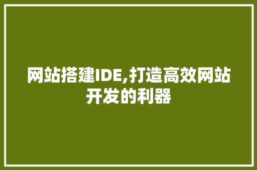 网站搭建IDE,打造高效网站开发的利器 网站搭建IDE,打造高效网站开发的利器 百度SEO