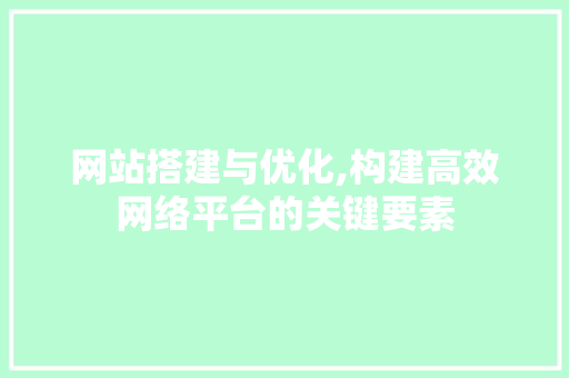 网站搭建与优化,构建高效网络平台的关键要素