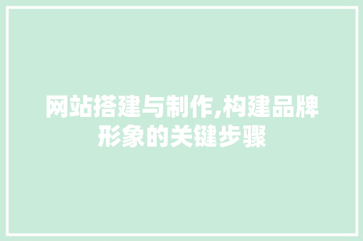 网站搭建与制作,构建品牌形象的关键步骤
