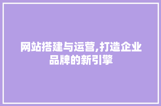 网站搭建与运营,打造企业品牌的新引擎
